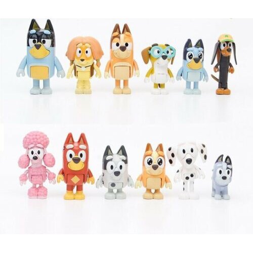 12Pcs Bluey Family And Friends Action Figures Model Toy Set Kids Gift
