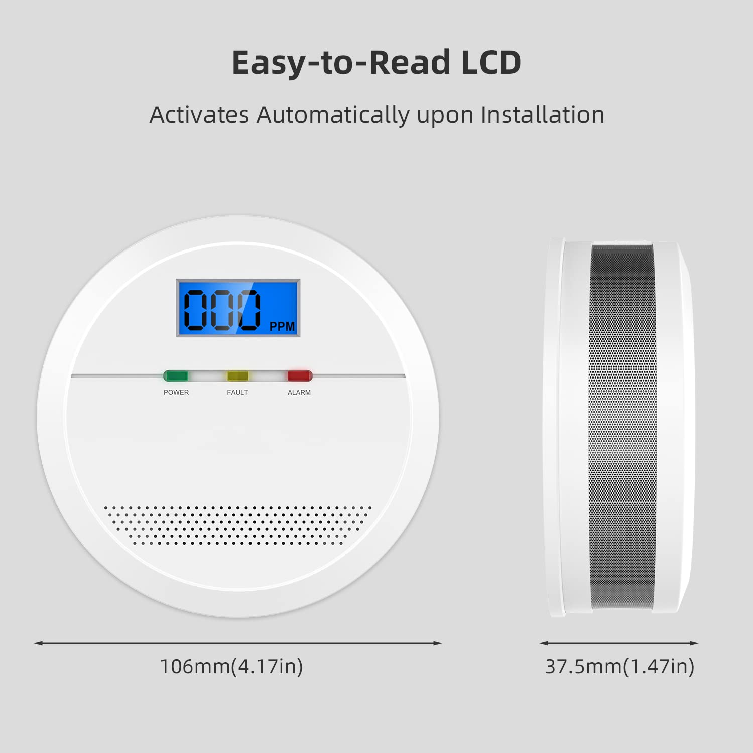 Carbon Monoxide Detector with LCD Display Wireless Carbon Monoxide Alarms for Home Garage Apartment Office Battery Powered CO Alarm with 7 Years Sensor Life