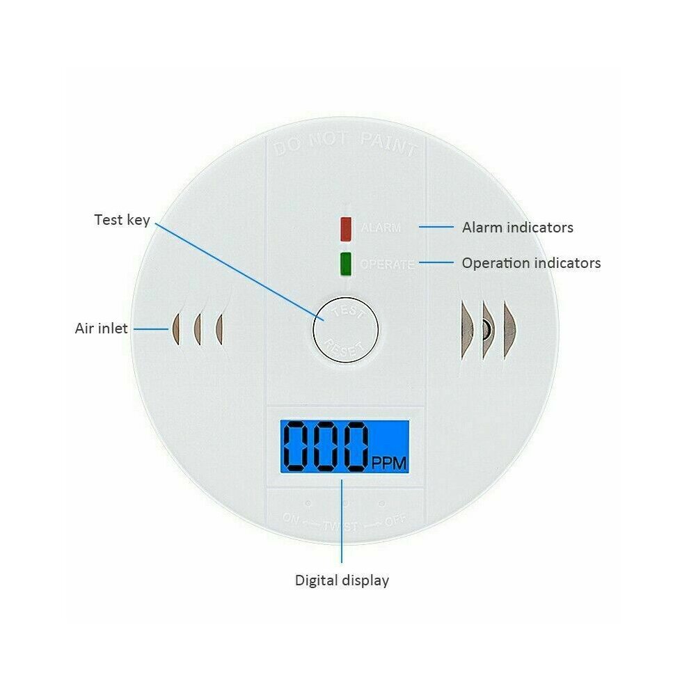(1 PC) Carbon Monoxide Detector Portable Co Alarm Battery Operated with Digital LCD Display Flashing Warning Home Office Garage School Hotel Commercial Indoor Outdoor Use