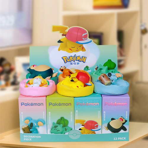 (Pikachu) Pokémon Figures Sleepping Mini Action Figure with Box Anime Toys Ornament Decoration Collection Dolls Gifts for Pokémon Fans