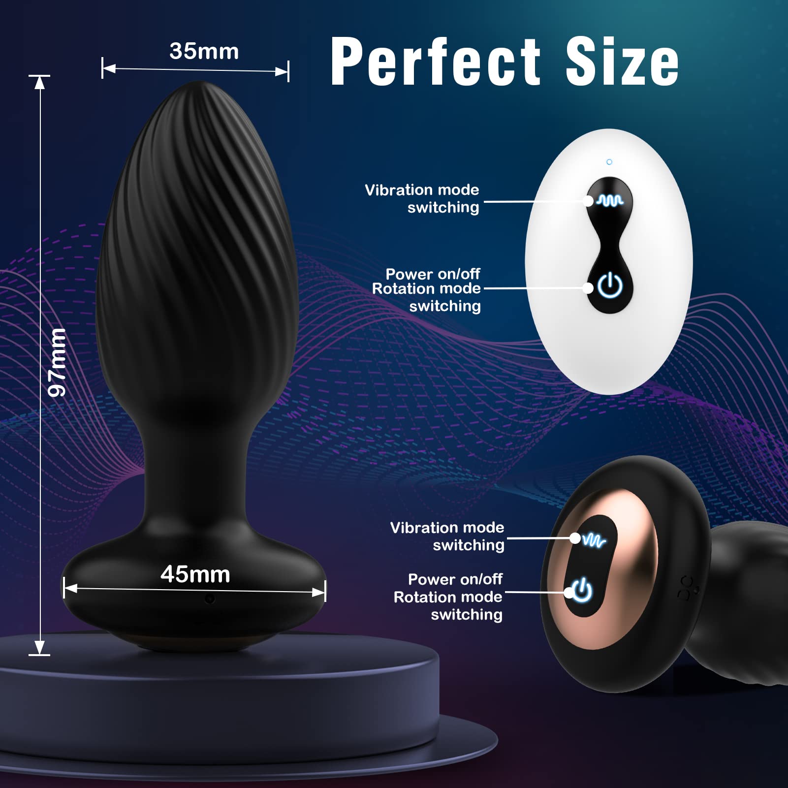 Anal Vibrators Sex Toys Anal Plug Prostate Massager Butt Plug G Spot Adult Masturbator Toys for Mens Couples Women Pleasure Remote Control with 7 Rotation and 7 Vibration