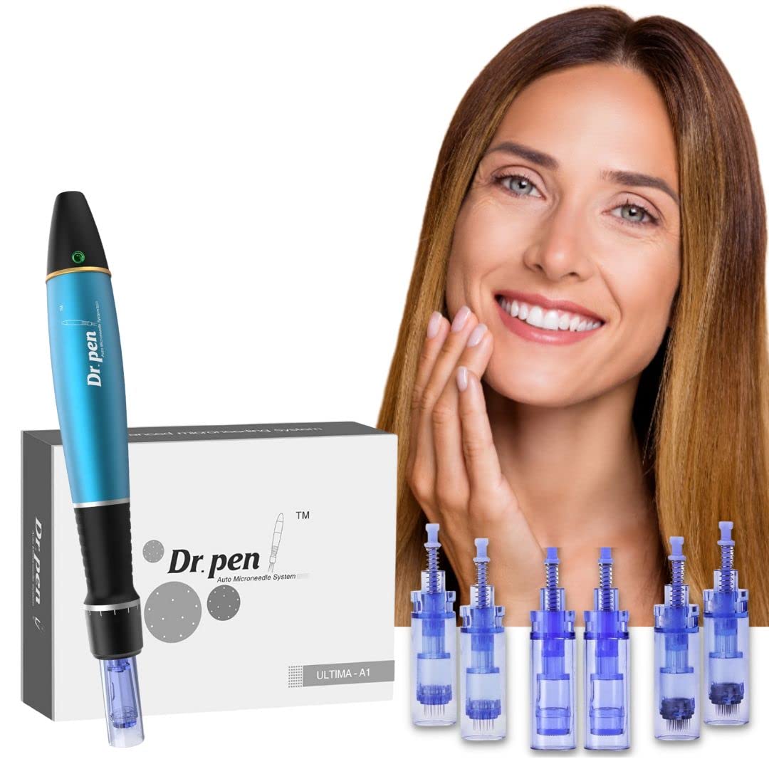 Dr. Pen Ultima A1w Microneedling Pen Multi-Function Wireless Derma Auto Pen Professional Skin Care Beauty Device Best Electric Skin Facial Repairs Care Tool Kit with 5x 12-Pins Cartridges 5x 36-Pins Cartridges 5x Round Nano Pins Cartridges