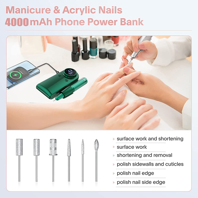 (Pink) Nail Drill Machine Portable Nail Drill Professional Electric Manicure Pedicure Nail Sander Tool for Acrylic Gel Nails Rechargeable for Home Nail Salon