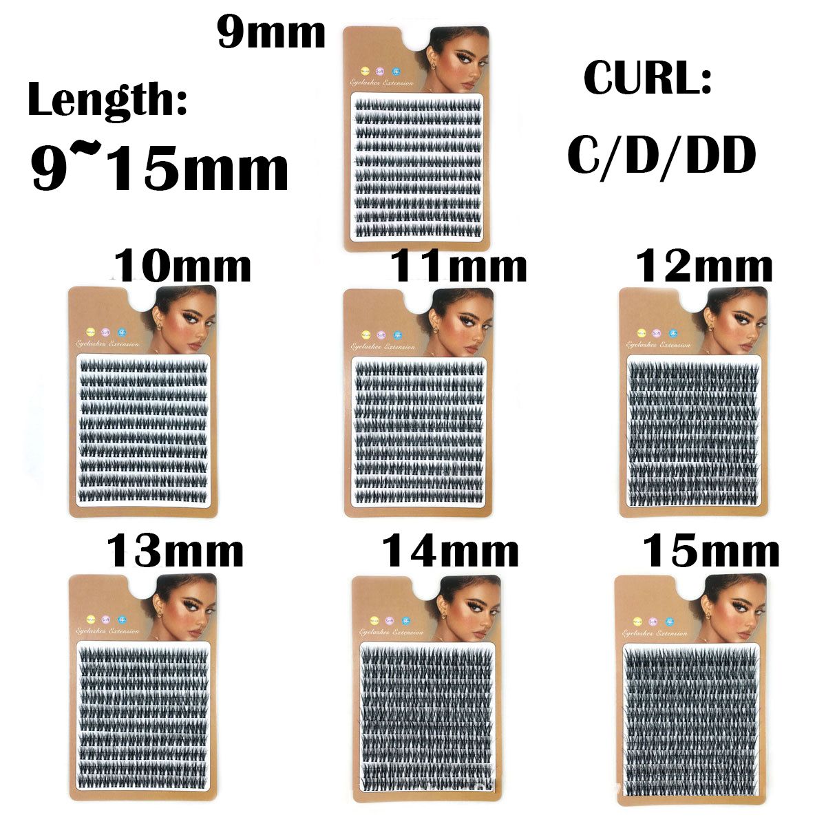 (8MM) False Eyelashes Individual Lash Clusters DIY Eyelash Extension Kit At Home Lash Extension Supplies for Beginners Multi-Length Curl Natural Look 8-16mm