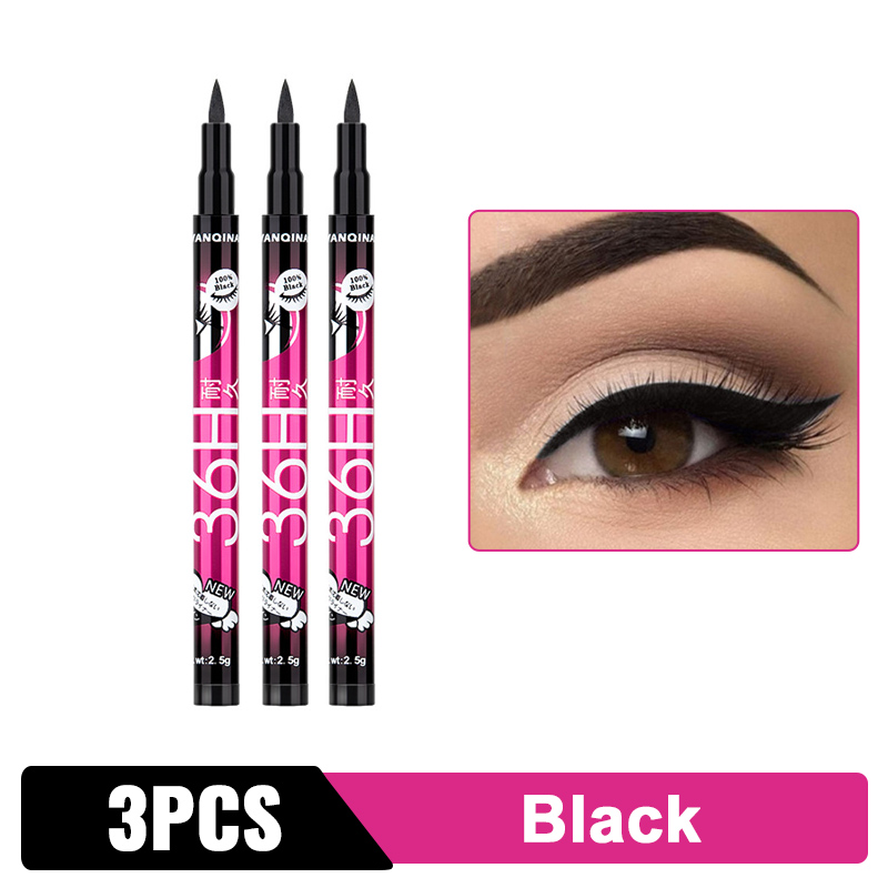 (3PCS Black) Liquid Eyeliner Pencil Eye Liner Pen Portable Quick Dry Waterproof 36 Hours Long-lasting Sweatproof No Blooming Cosmetics Beauty Makeup Tools
