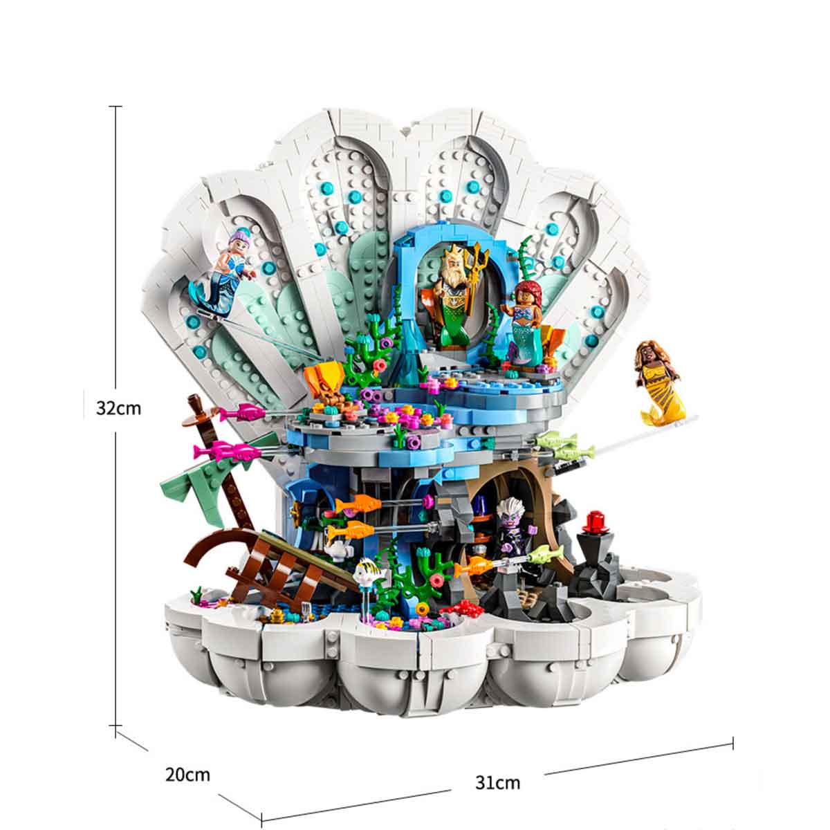 Disney Princess The Little Mermaid Royal Clam Shell 2023 Film Set with Ariel, Ursula, Sebastian and Flounder Figures-Home Decoration-Toys Building Block Kit