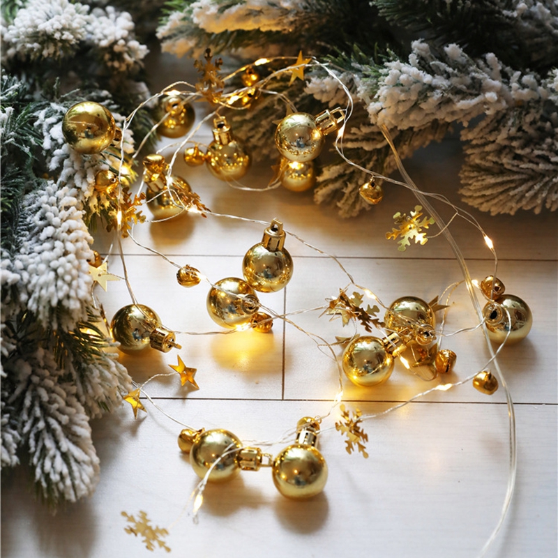 20 LED Christmas Decorative Wire Light Gold Ball String Lights for Christmas Holiday Decor Battery Operated