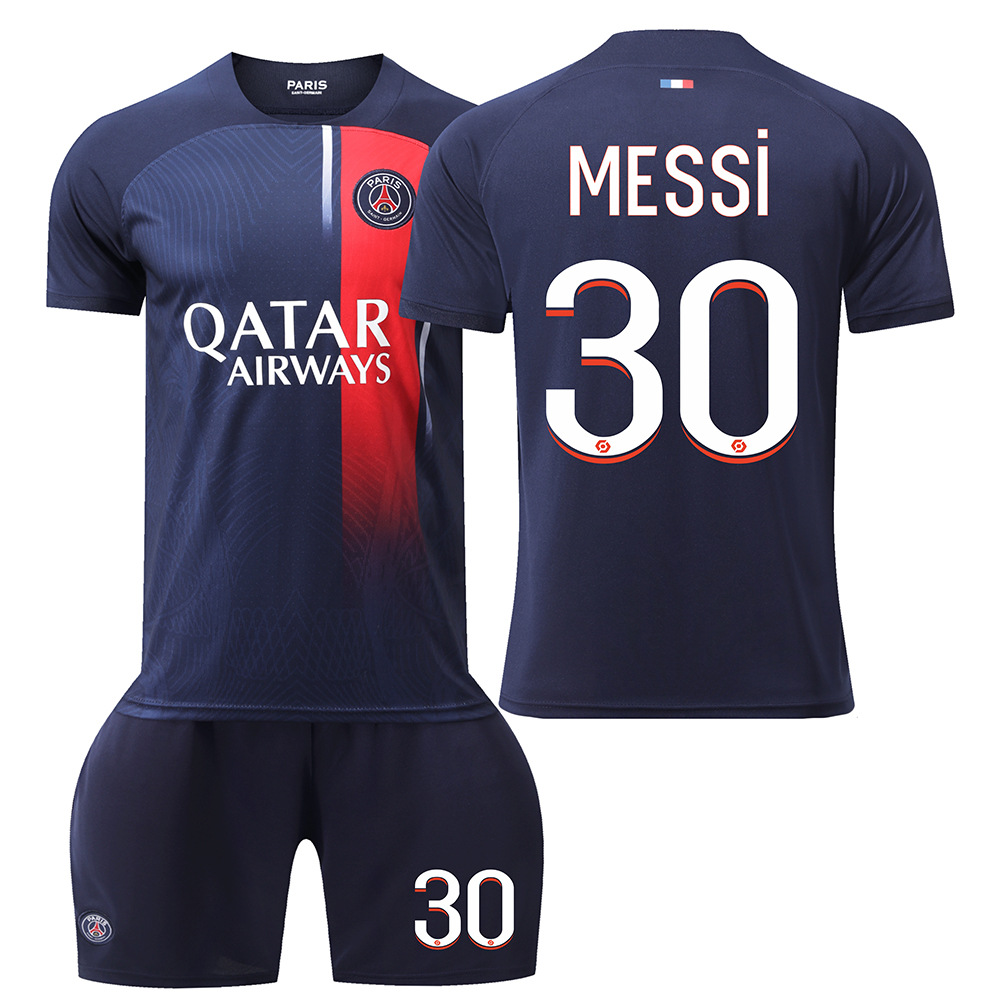 (Kids 16) 2023-2024 Paris Saint-Germain Home Messi No. 30 Football Kits Soccer Jersey for Kids Adults