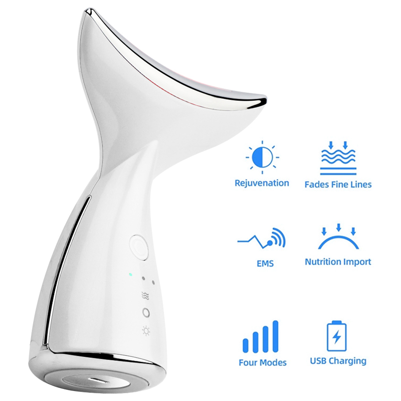 EMS Thermal Neck Massager Lifting Tighten 3 Colors Led Photon Neck Wrinkle Removal Electric Microcurrent Reduce Double Chin Home Beauty Instrument Kit
