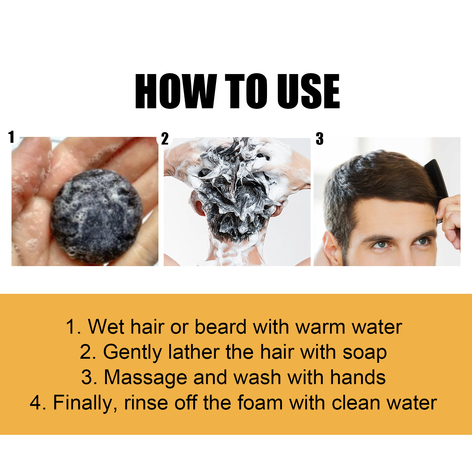 Hair Black Soap Hair Shampoo Moisturizing Deep Clean Scalp Thick Hair Care Soft Smooth Strong Firming 50g
