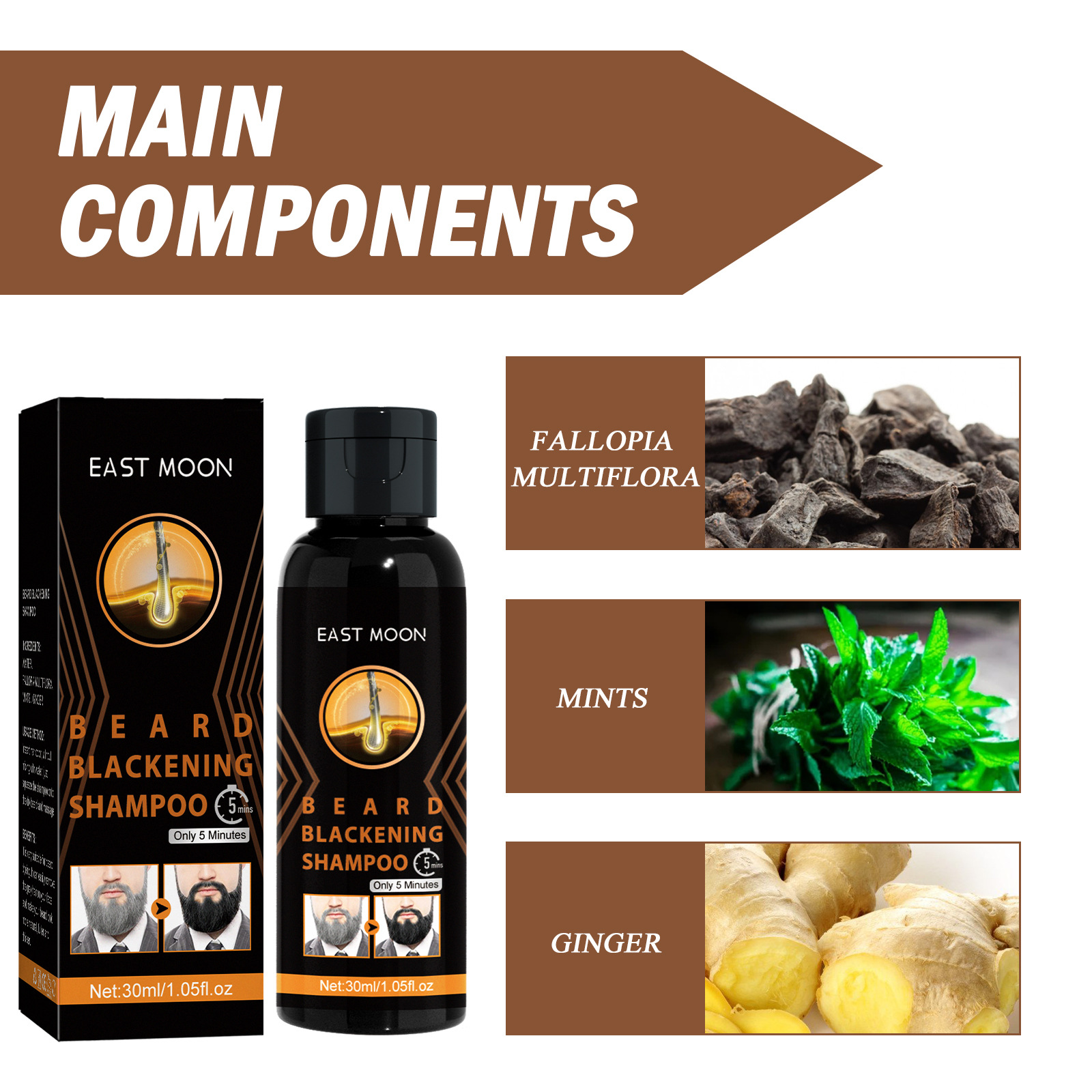 Hair Blackening Beard Shampoo Gray White Treatment Repair Nourish Natural Irritate Gray Covers Anti Loss Hair Care For Men Women