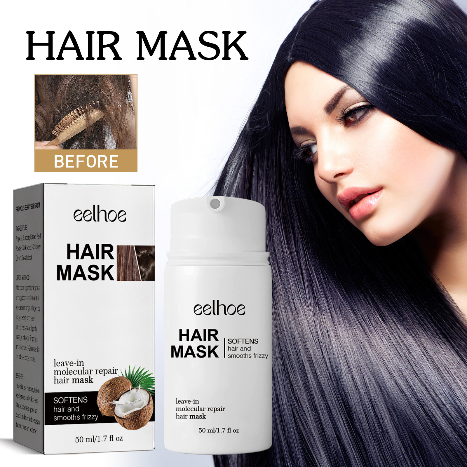 Hair Mask Smoothing Conditioner Mask Hydrating Deep Conditioning Improves Hair Dryness Nourishes Deep Repairs Dry and Smooth Hair Protects Hair 50ml