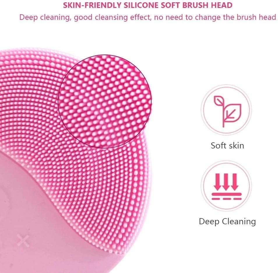 Facial Cleansing Brush Face Massager Silicone Ultrasonic Vibrating Facial Brush Sonic Electric Face Cleansing Exfoliator for Anti-Aging