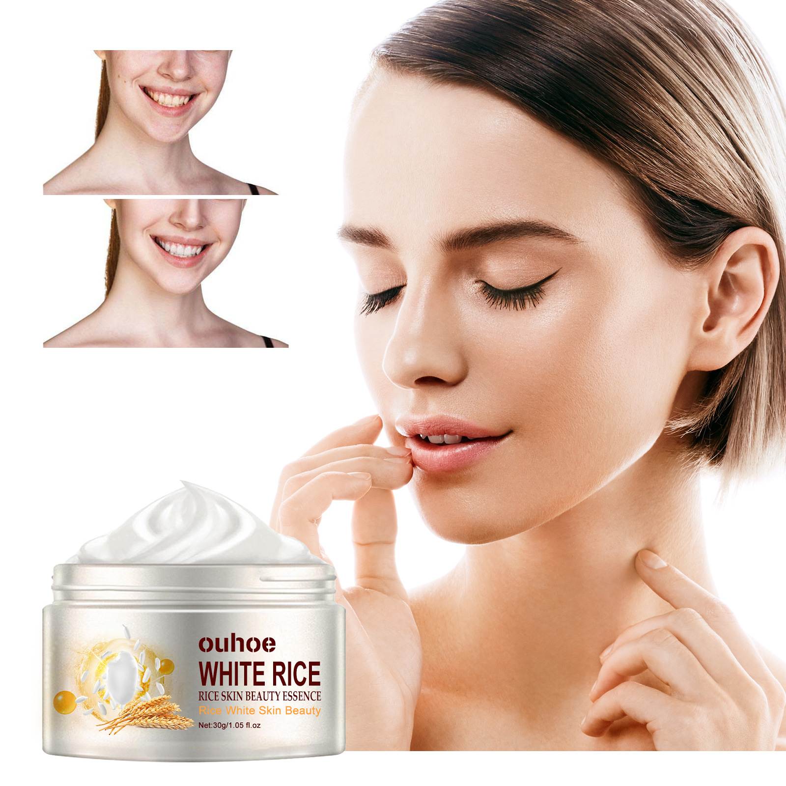 Whitening Cream White Rice Facial Moisturizer Anti Aging Wrinkles Remove Fade Fine Lines Tighten Pore Rejuvenating Moisturizing Brightening Nourishing