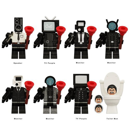 Toilet Skibidi Building Blocks Tv Monitor Cameradiy Minifigures Kids Toys Fit Lego 8pcs Set