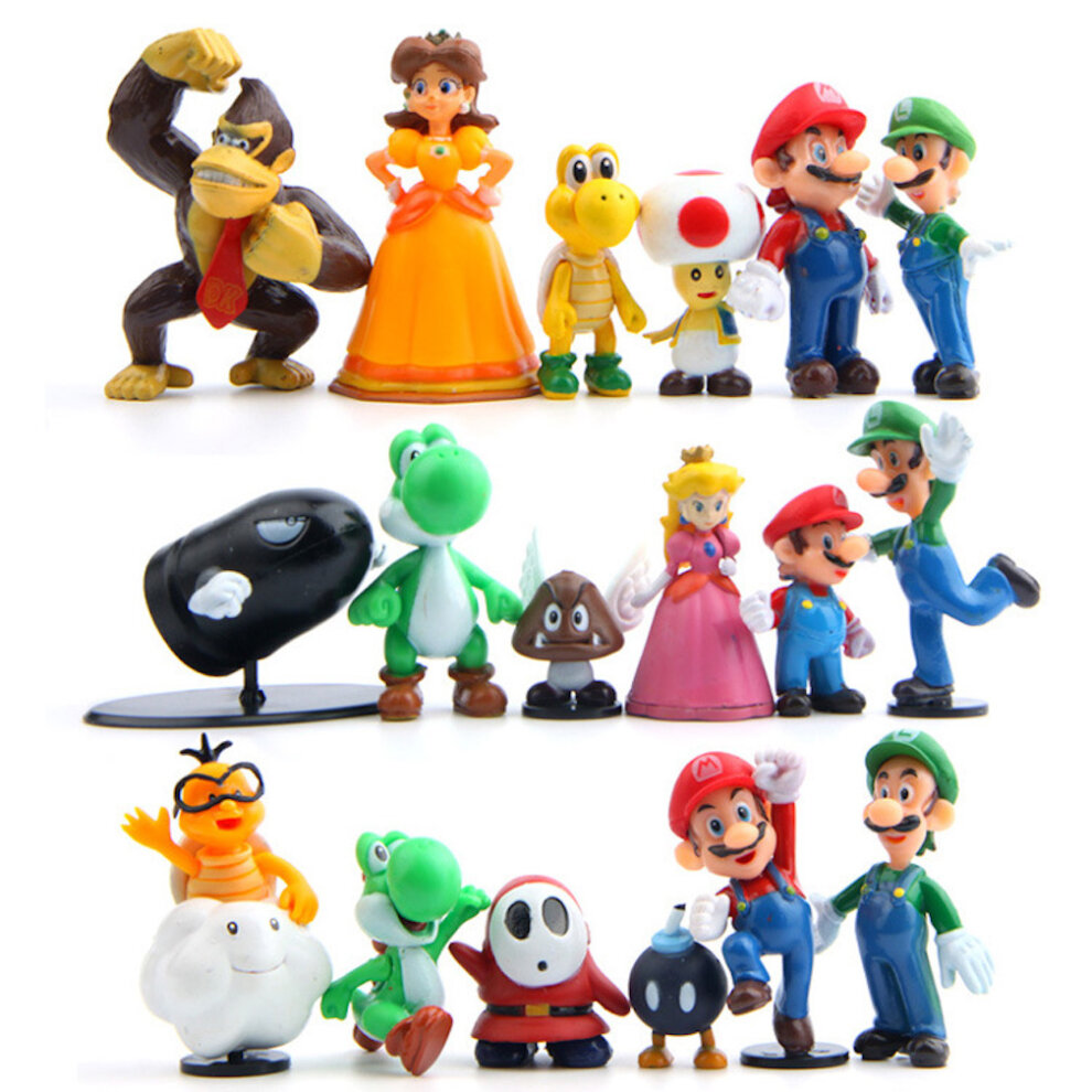 18pcs Super Mario Princess Goomba Bowser Figure Doll Decoration