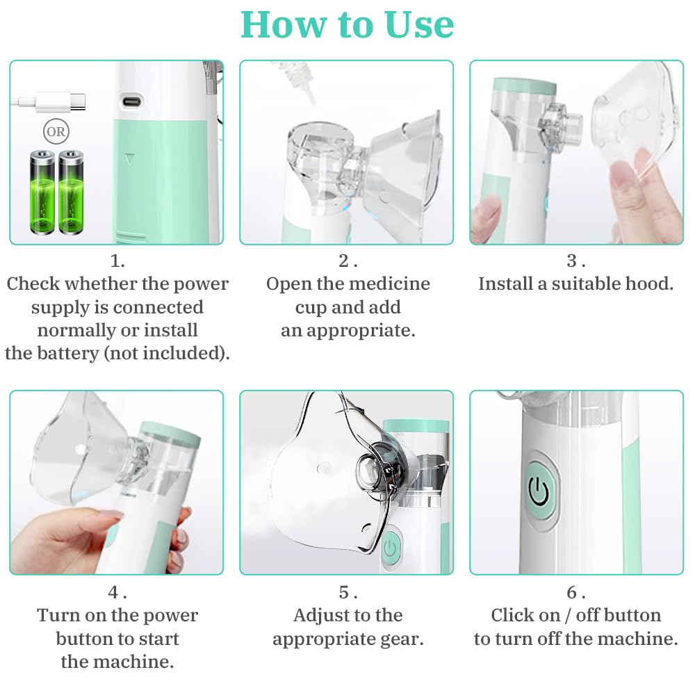 Nebuliser Machine for Adults and Kids Portable Nebulizer Machine Adjustable Atomization Rate Steam Inhaler for Home and Travel Use