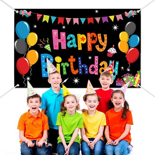 Colorful Birthday Banner Birthday Sign Party Supplies Background for Birthday Party Favor Door Decorations