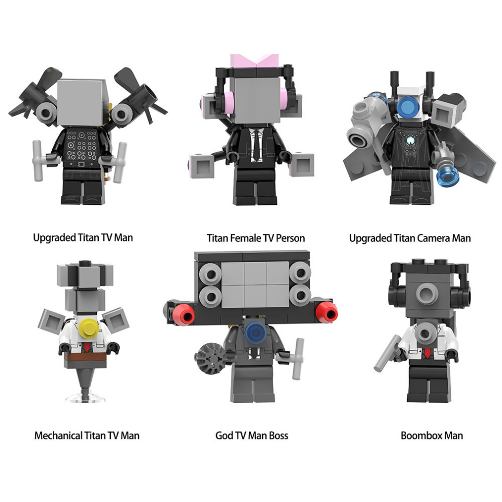 Skibidi Toilet Minifigure Building Blocks Toys Mini Figure Model Assembly Fit LEGO 6Pcs Set Ideas Collectible Gift for Adults Fans and Kids