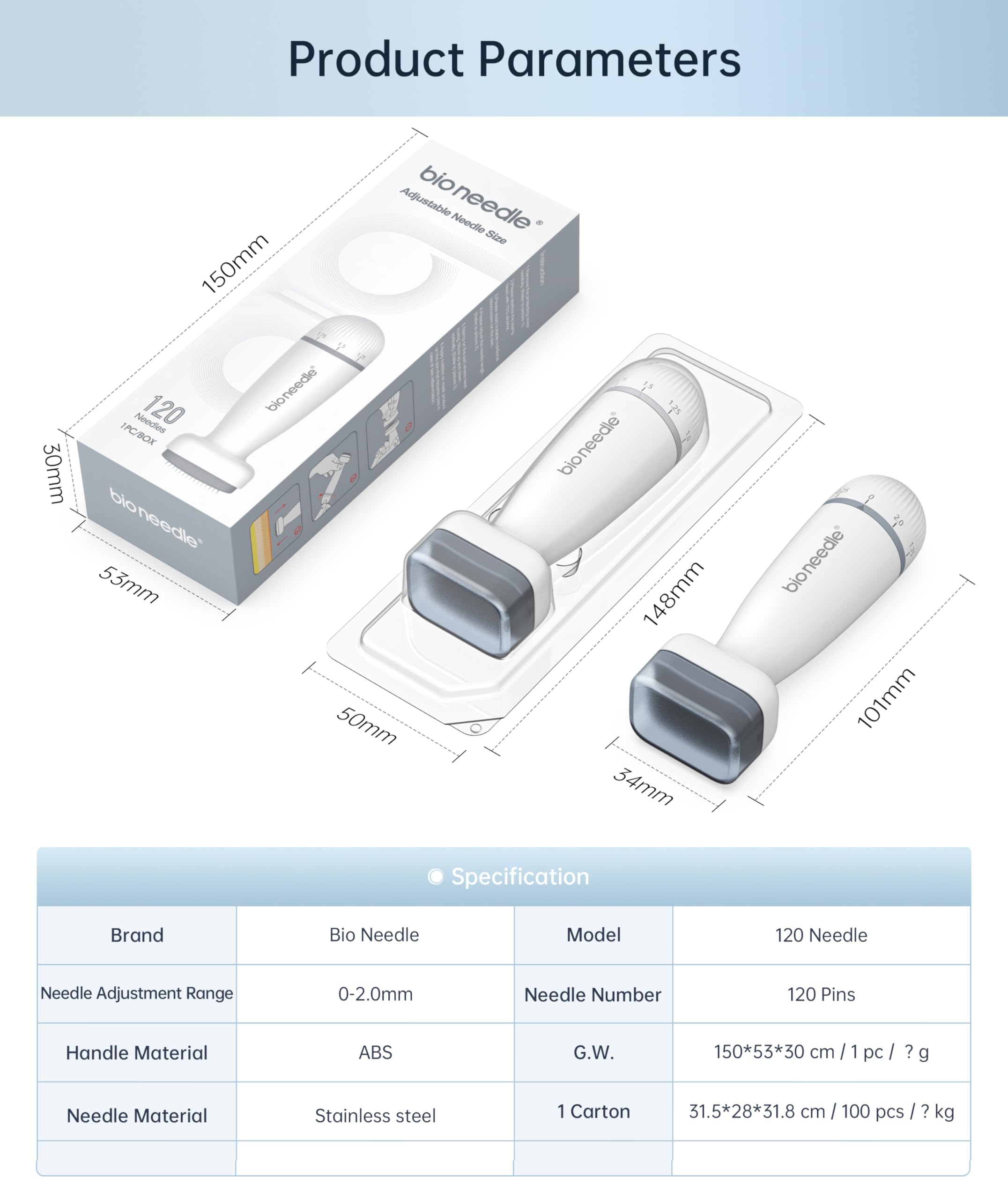 Dr. Pen Bioneedle Derma Stamp Adjustable 0~2mm 120 Pins Derma Stamp Microneedling Derma Roller for Hair Beard Growth Loss Shrink Pores Brighten Skin Tone
