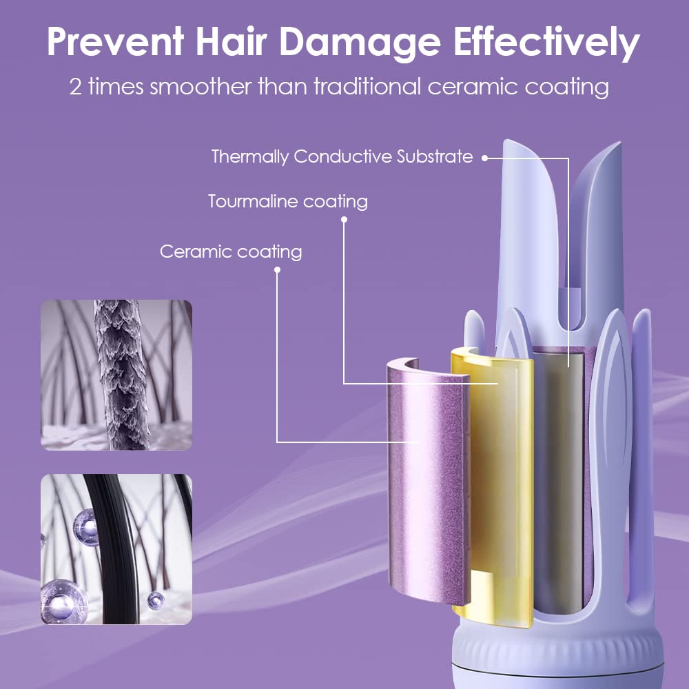 Curling Tongs 32mm 360° Rotating Automatic Hair Curlers Wand for Long Hair 3-Levels Temperature Control