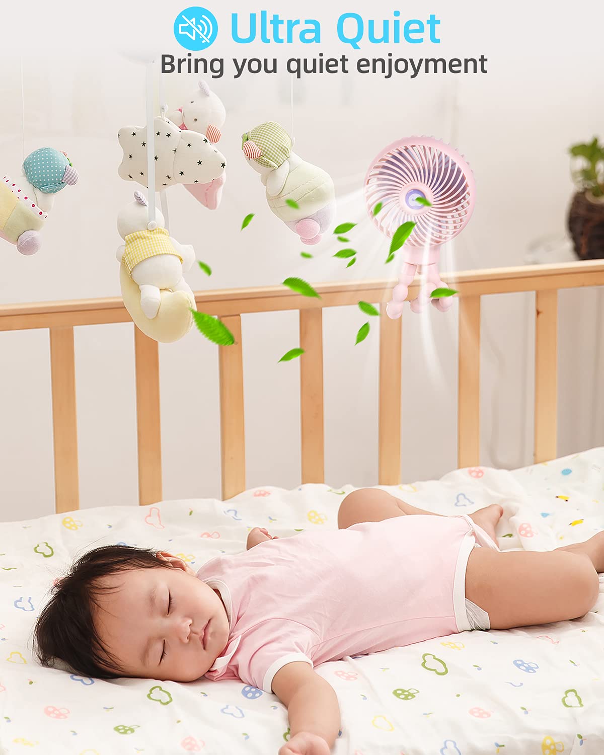 Fan Clip on Stroller Fan Rechargeable Portable Baby Buggy Fan Cooling Handheld Handheld Travel Holiday Essentials