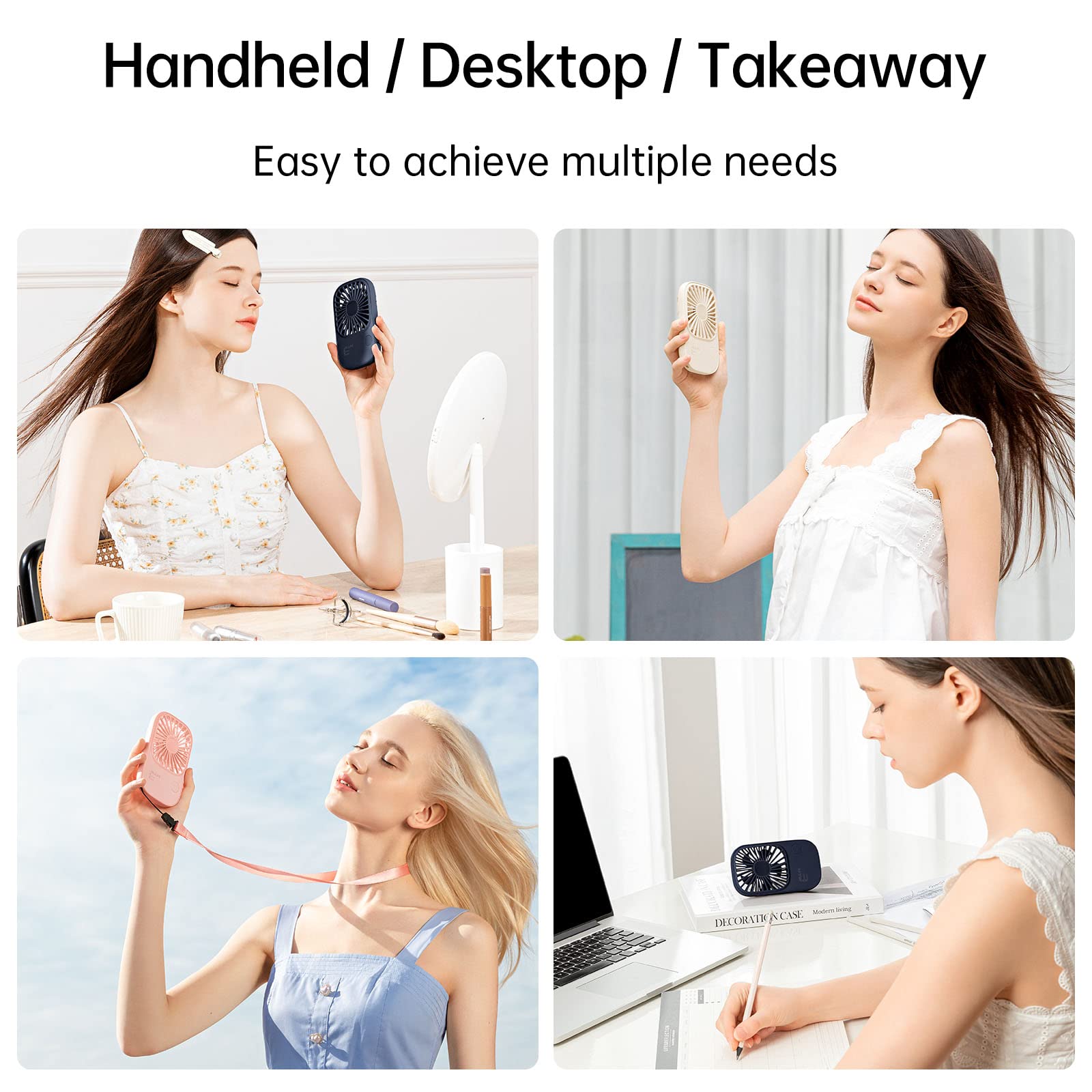 Ultra Slim Portable Hand Mini Fan Battery Operated Eyelash Fan with 3 Speeds