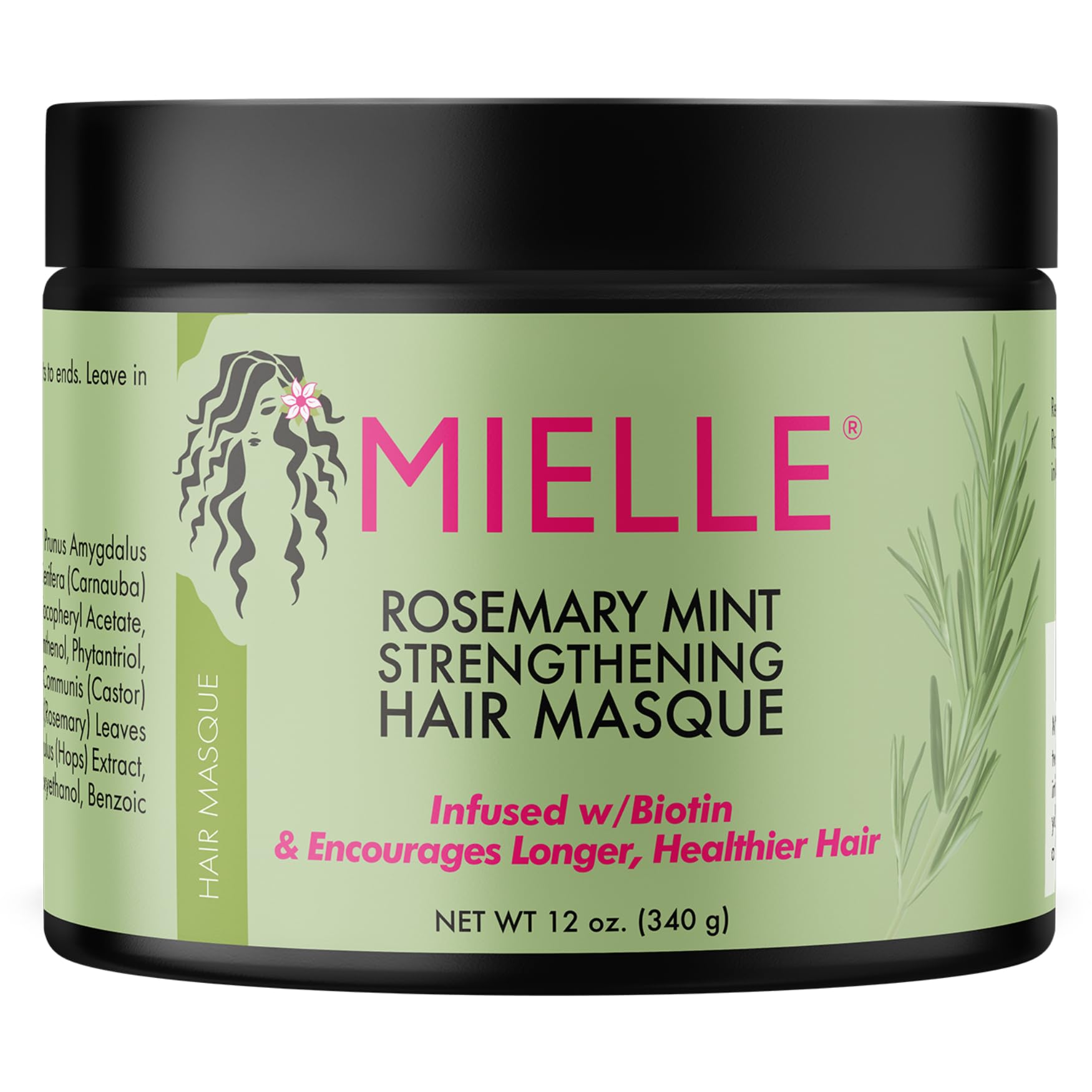 Mielle Organics Rosemary Mint Strengthening Hair Masque Infused w/Biotin 12 Ounces