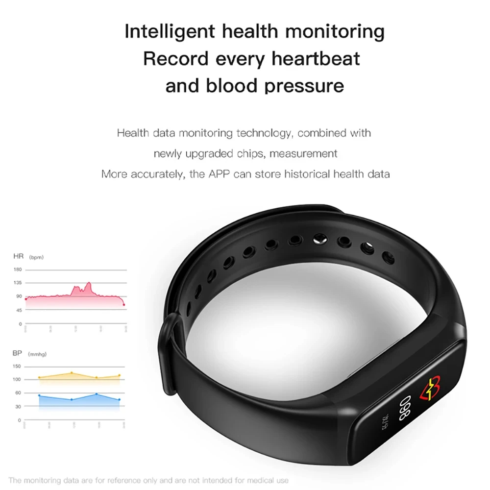 Sports Heart Rate Bluetooth Smart Band Watch Women Men Wristband HD Color Screen