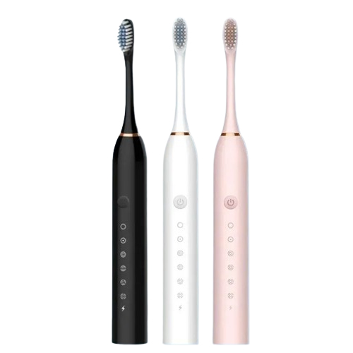 (Black) Electric Ultrasonic Toothbrush Six Speed Mode Home Soft Hair USB Charging Waterproof Adult Tooth Cleaner Automatic Couple Set