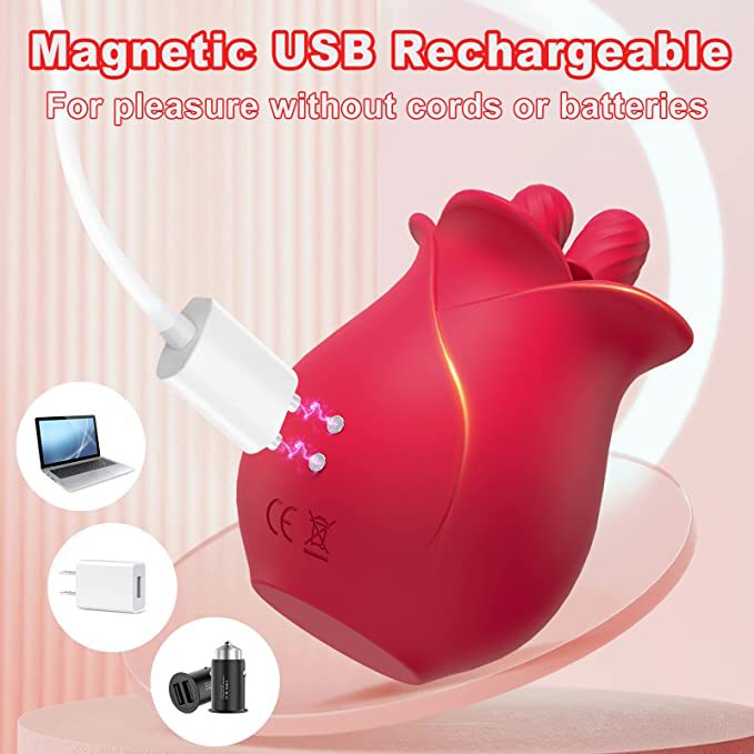 Rose Tongue Licking Vibrator Double Tongue Licking Nipple G spot Stimulator Blowjob Clitoris Vaginal Massager Sex Toys for Women Couple Orgasm Adult Toy