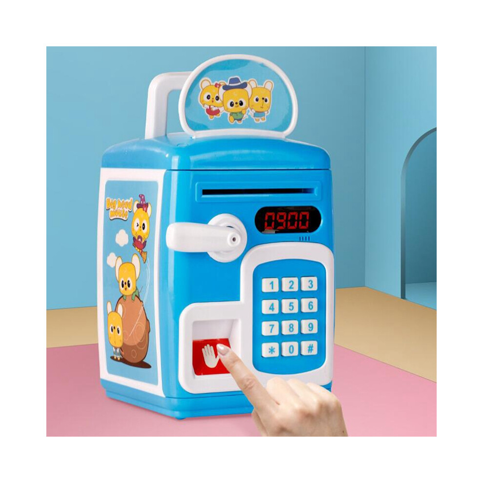 Piggy Bank Toy For Kid,Simulate Fingerprint/Electronic Password Safe Box ATM Bank,Auto Paper Money Scroll Coin Bank