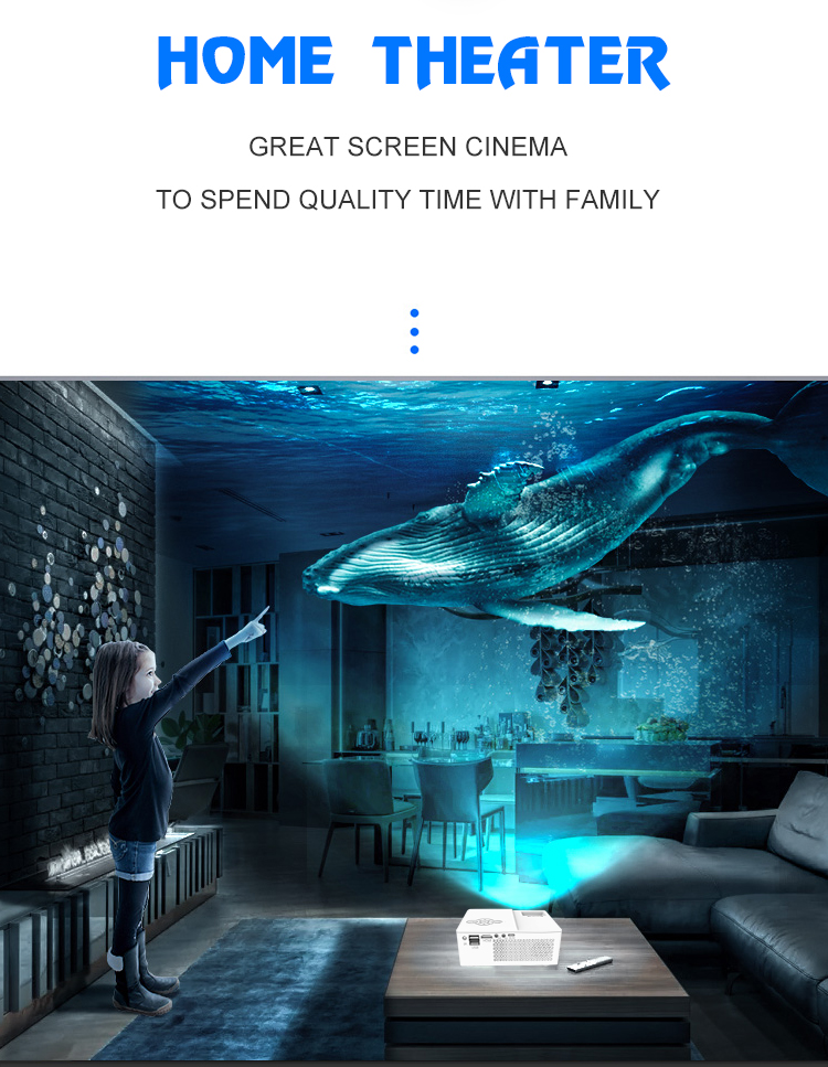 (White) Mini Portable Projector Beam Projector HD Port Support 1080P 4k Resolution Built-in Stereo Home Theater Cinema Projector Electronic LCD Theater