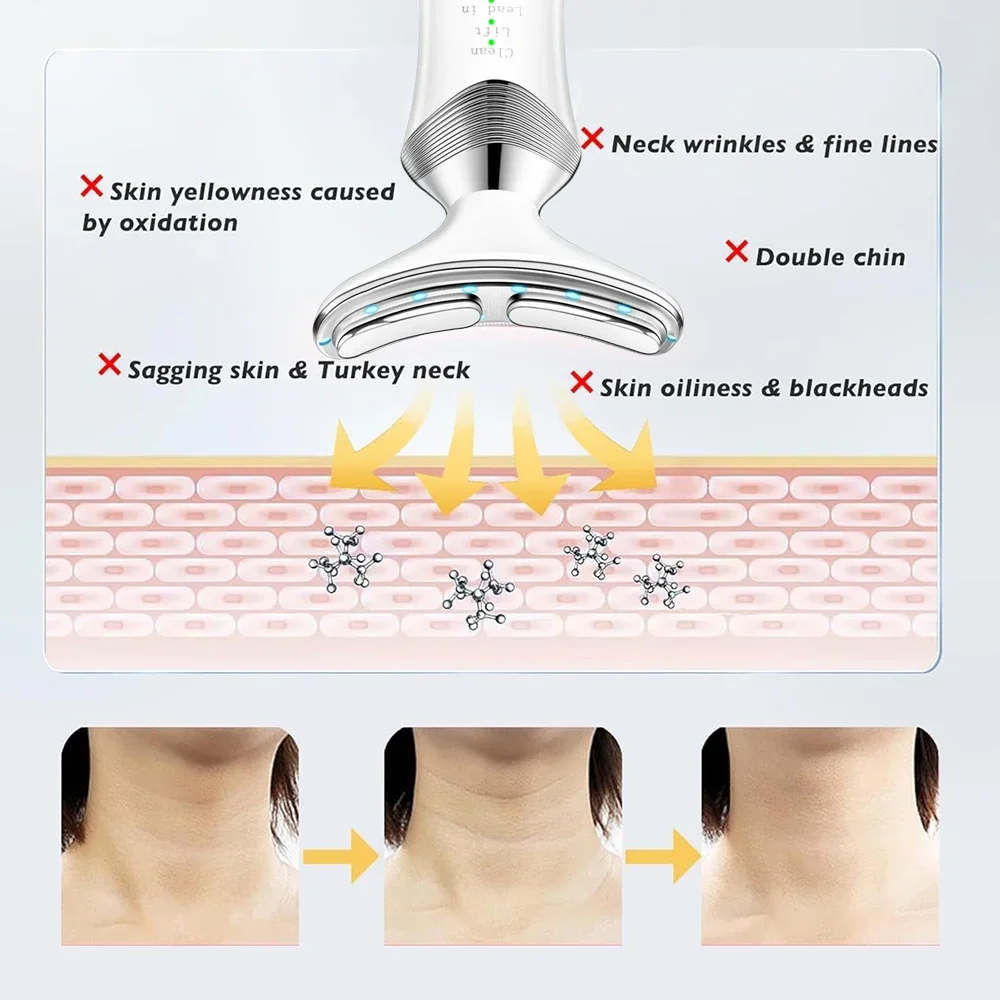 EMS Neck Face Beauty Device 5 Color Light Facial Lifting Machine Skin Tighten Reduce Double Chin Anti Wrinkle Fine Lines Remove Home Skin Care Massager