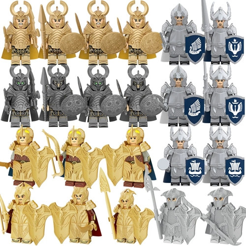 22 Pcs a Set Medieval Classic Movies Figures Orcs Dwarf Warrior Gondor Soldiers Elf Guard Swan Knight Mini Weapon Equipment Blocks