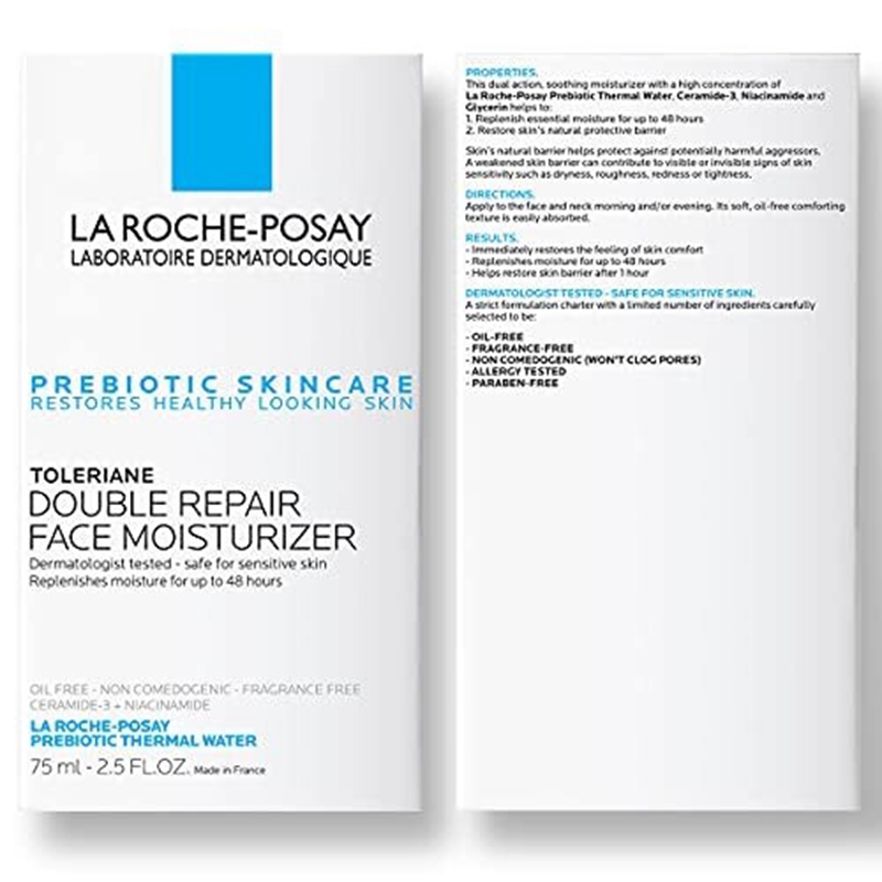 La Roche-Posay Toleriane Double Repair Face Moisturizer, Daily Moisturizer Face Cream with Ceramide and Niacinamide for All Skin Types, Oil Free, Frag