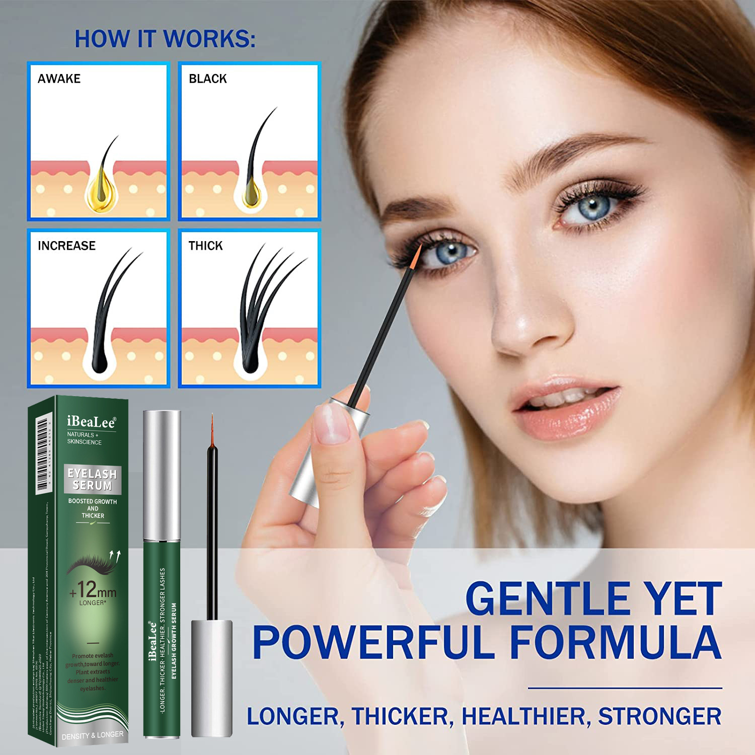 Fast Eyelash Growth Serum Natural Eyelash Enhancer Longer Fuller Denser Lashes Hair Growth Products Eyelash Moisturizing Nourishing Liquid Eye Care 8ml
