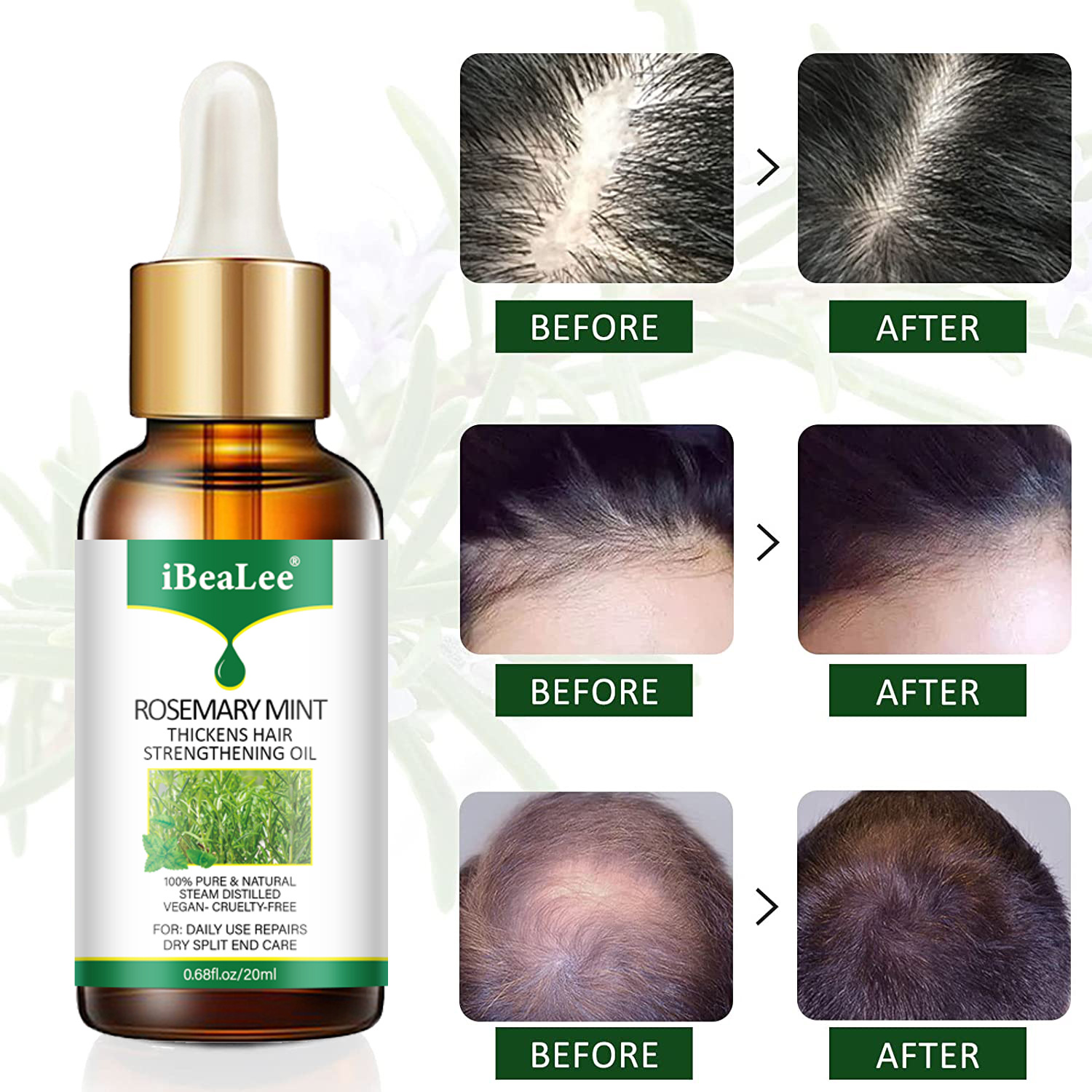 Rosemary Mint Hair Strengthening Oil Hair Growth Serum Hair Growth Nutrient Solution Conditioner for Men And Women 20ml