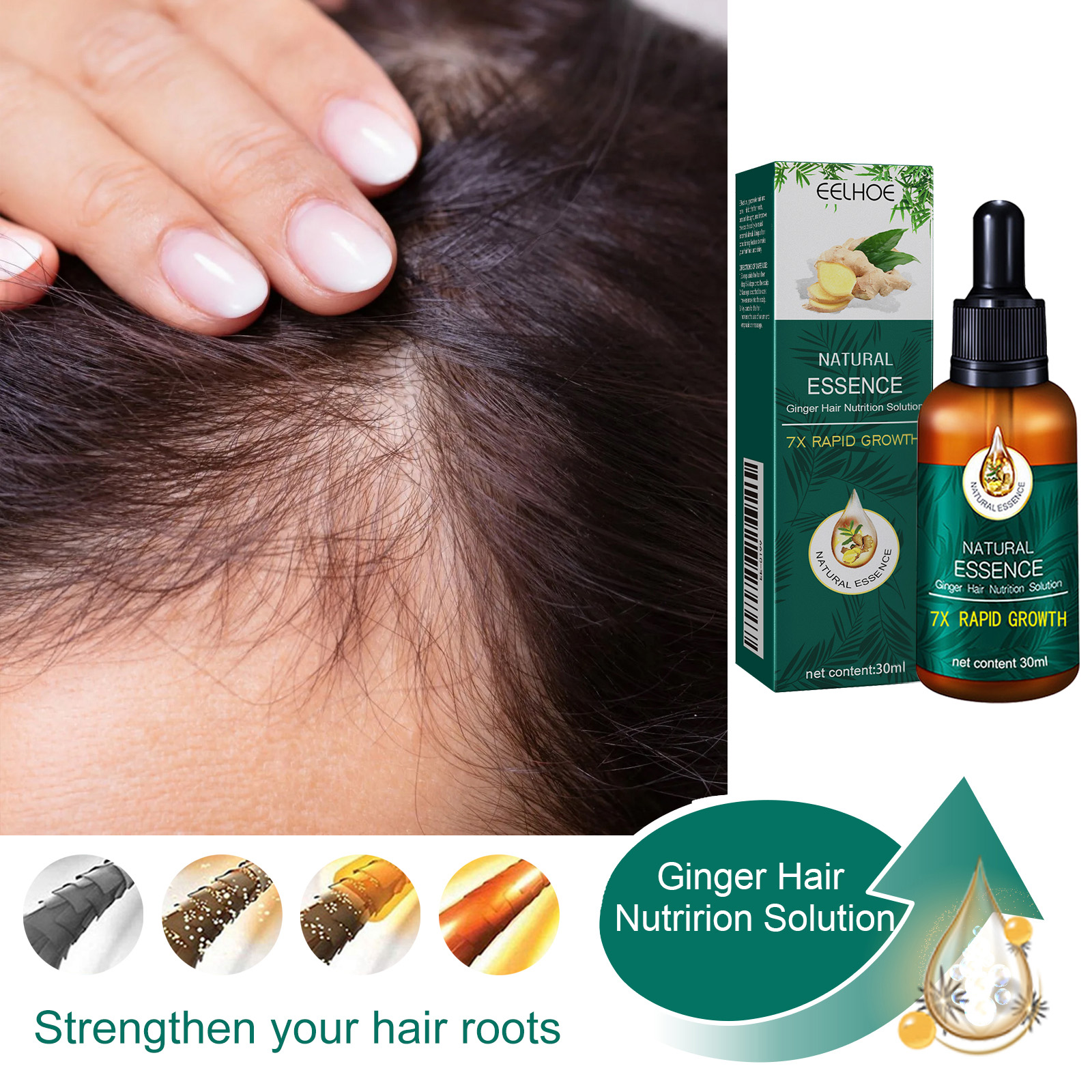 Old Ginger Hair Oil Repair Follicles Smooth Shiny Hair Essential Oil for Hair Care And Beauty