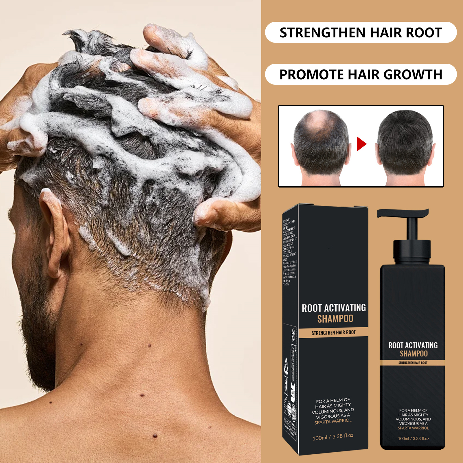 Hair Growth Shampoo for Men Root Activator Strengthening Moisturizing Gently Cleanse Repair Improve Volume Thinning Hair Shampoo ﻿