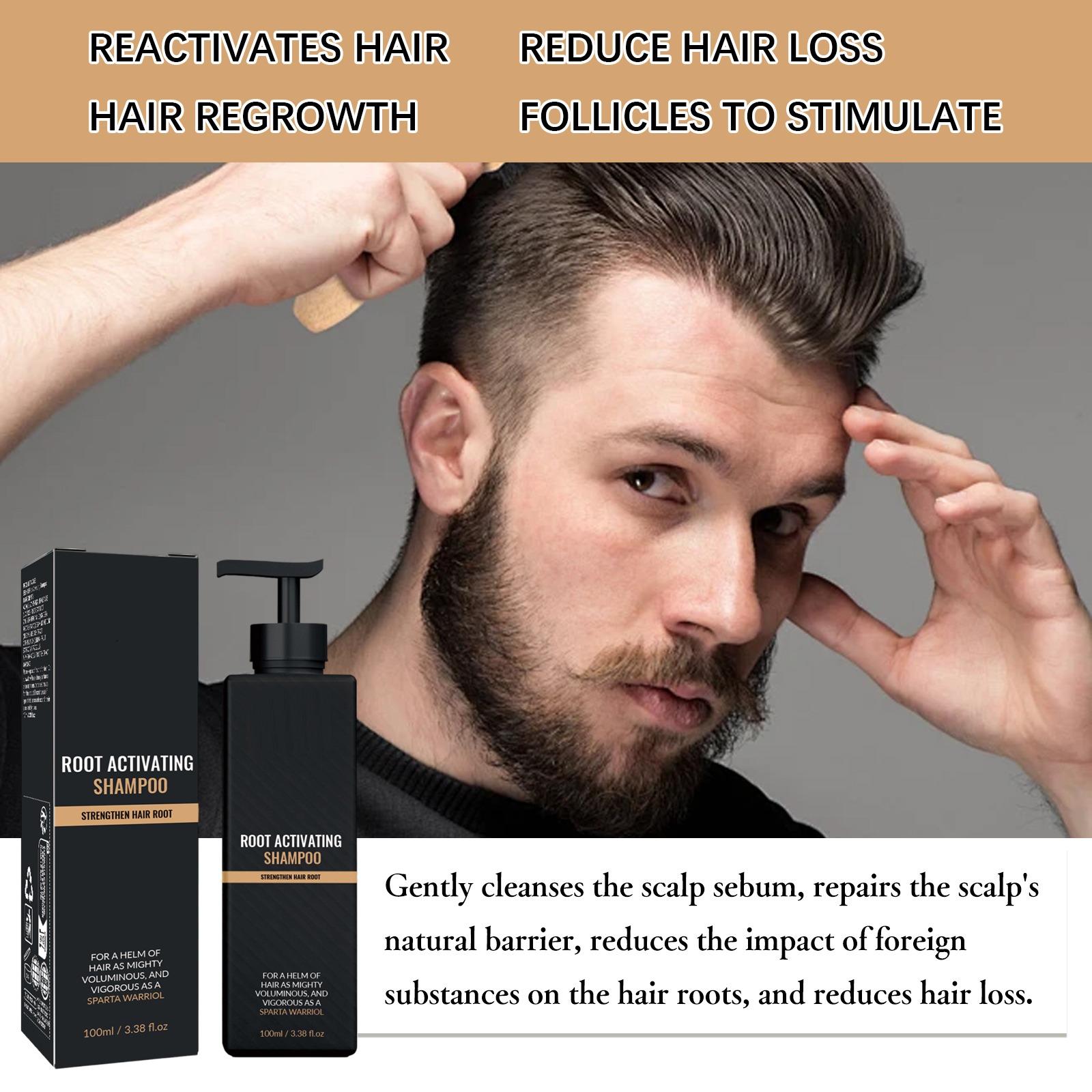 Hair Growth Shampoo for Men Root Activator Strengthening Moisturizing Gently Cleanse Repair Improve Volume Thinning Hair Shampoo ﻿