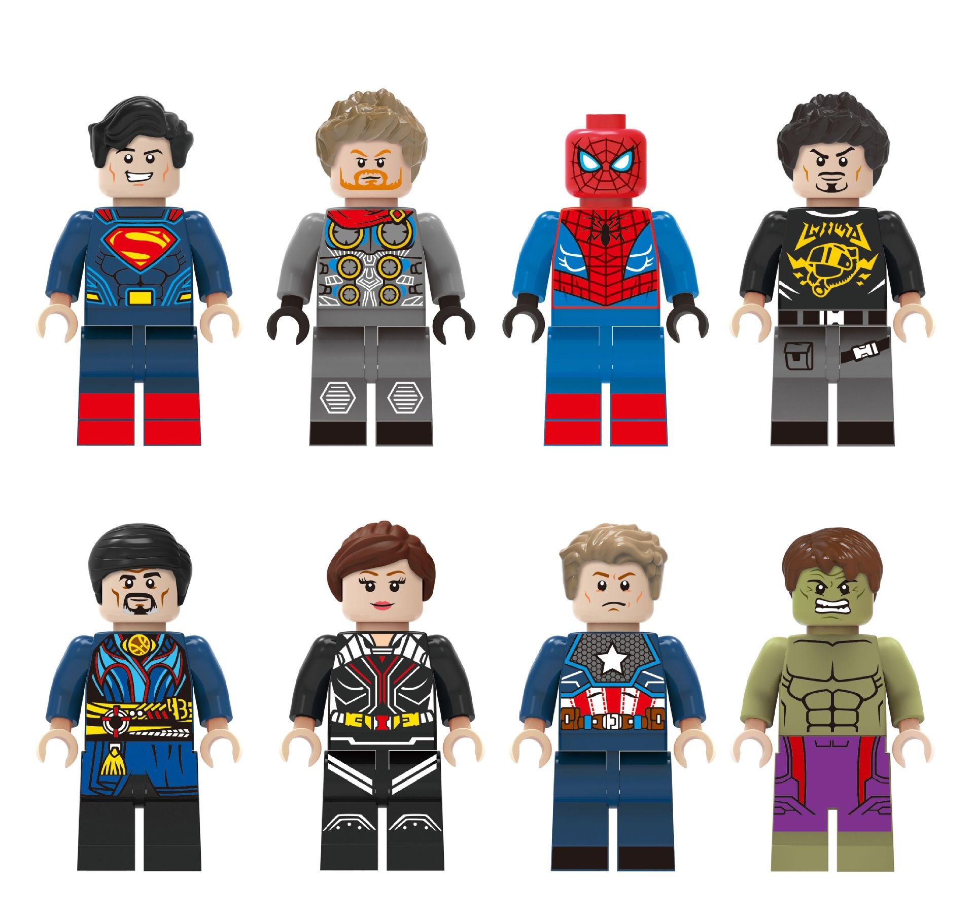 Super Hero Mini Figures Series Marvel Anime Collection Building Blocks Set 8Pcs for Classic Educational Toy Smooth Surface