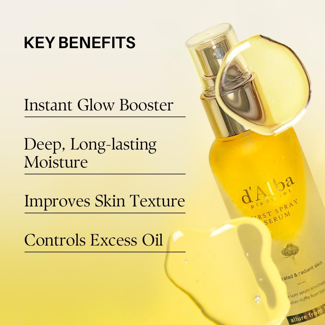 dalba Italian White Truffle First Spray Serum 100ml Vegan Skincare Hydrating Facial Mist Dry and Sensitive Skin Glow Mist Surfactant Free Multifunctional Spray