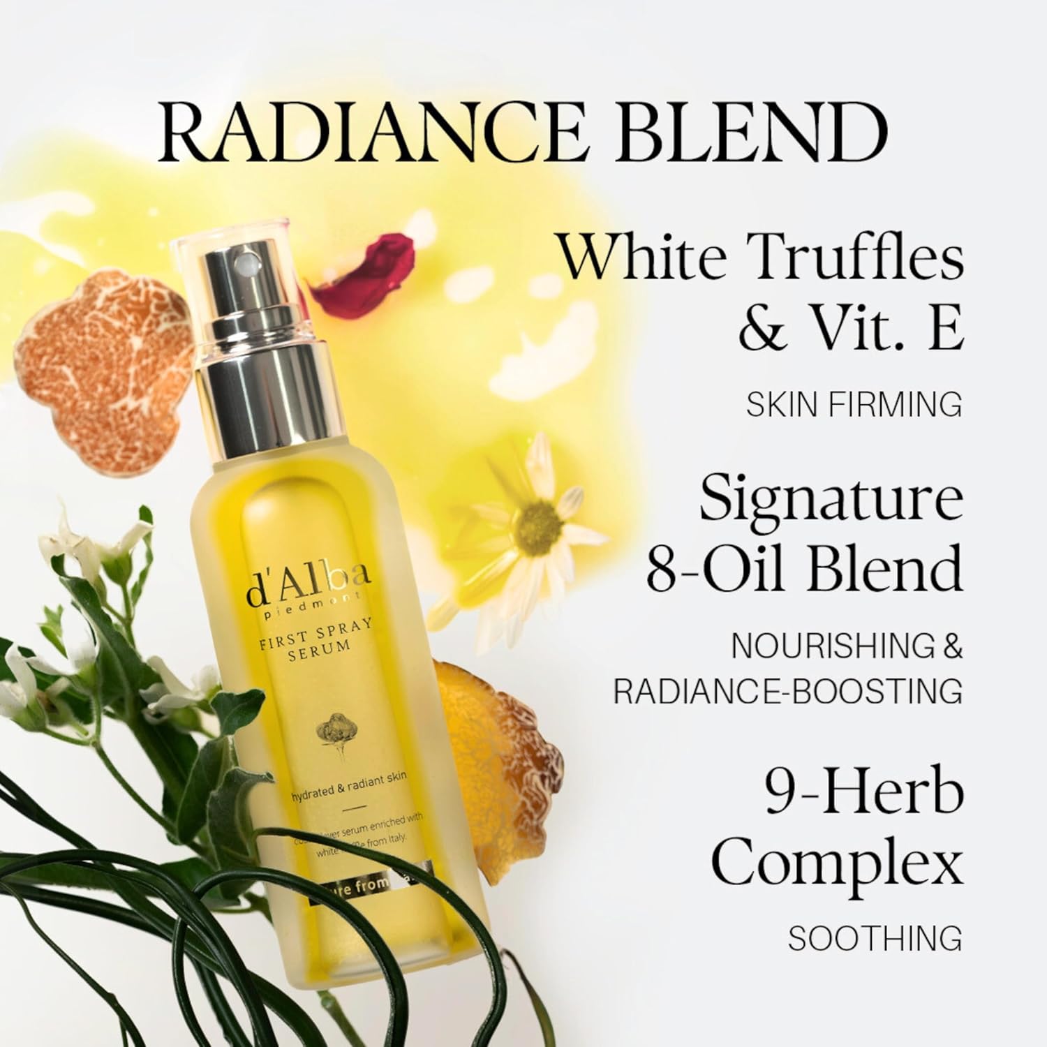 dalba Italian White Truffle First Spray Serum 100ml Vegan Skincare Hydrating Facial Mist Dry and Sensitive Skin Glow Mist Surfactant Free Multifunctional Spray