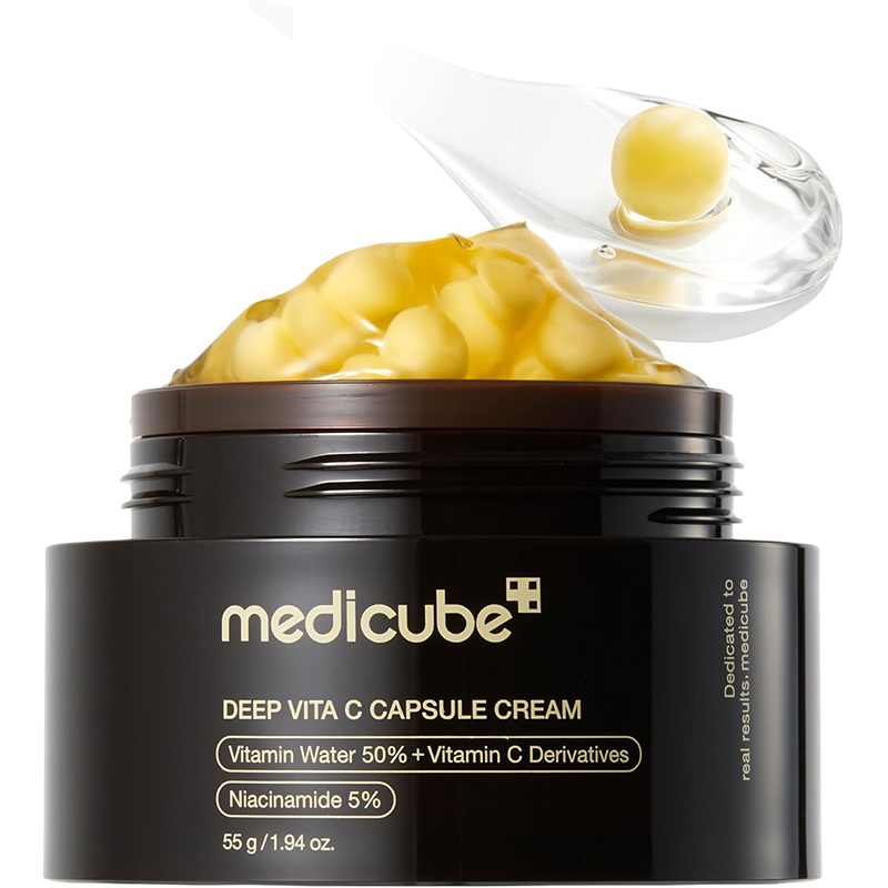 medicube Deep Vitamin C Golden Capsule Cream Face Moisturiser Liposome Capsules Wrinkles Skin Radiance Transparent Gel for Glow Hydration Korean Skin Care 55g