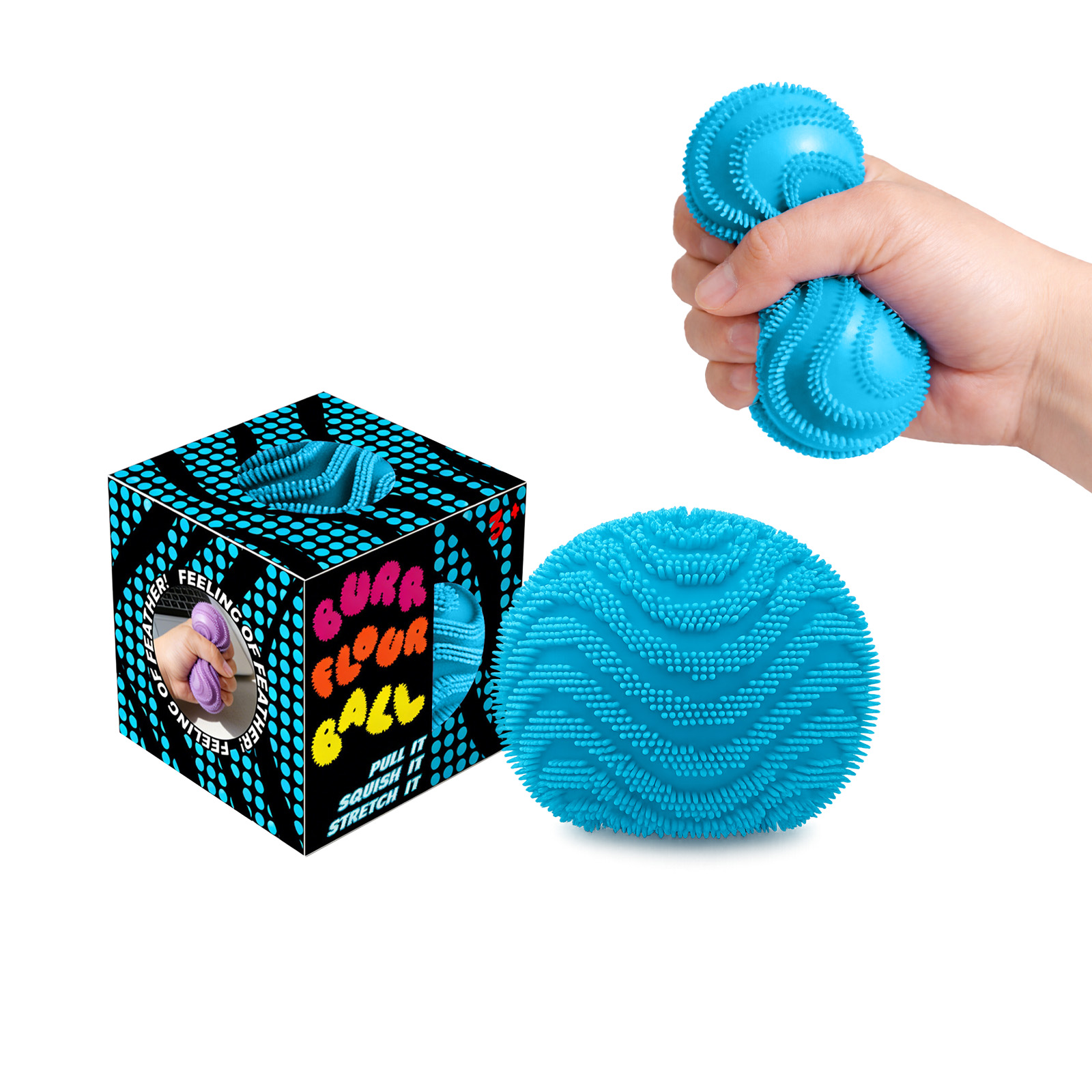 (Blue) Schylling Snow Ball Crunch 2026 New Style Squishy Fidget Toy White Needoh Stress Relief Fun Stress Ball for Kids And Adults