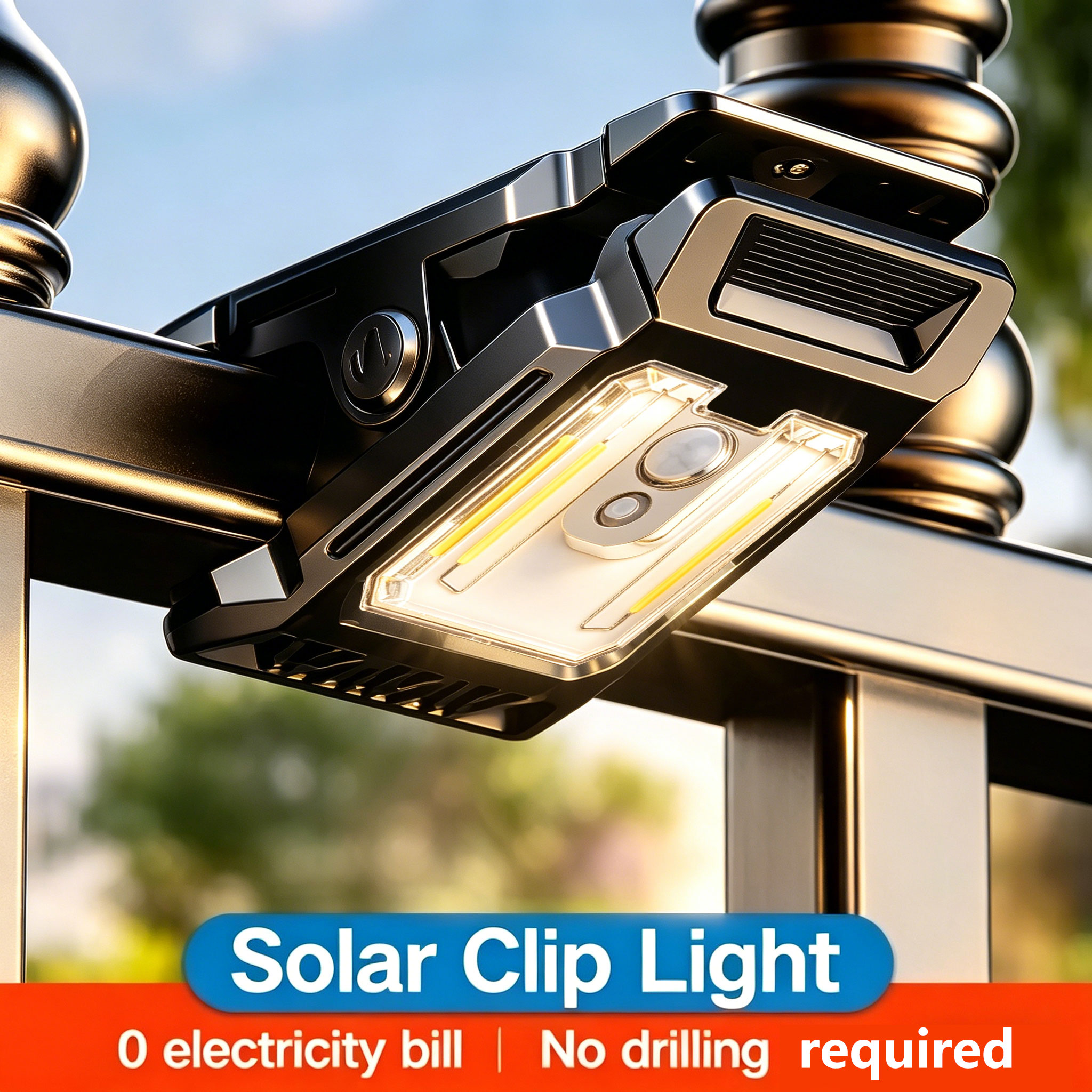 (Y225-A) Mini Solar Clip Light PIR Motion Sensor Soft Warm Glow Easy Mounting for Porch Patio Corridor Garden Fence Outdoor