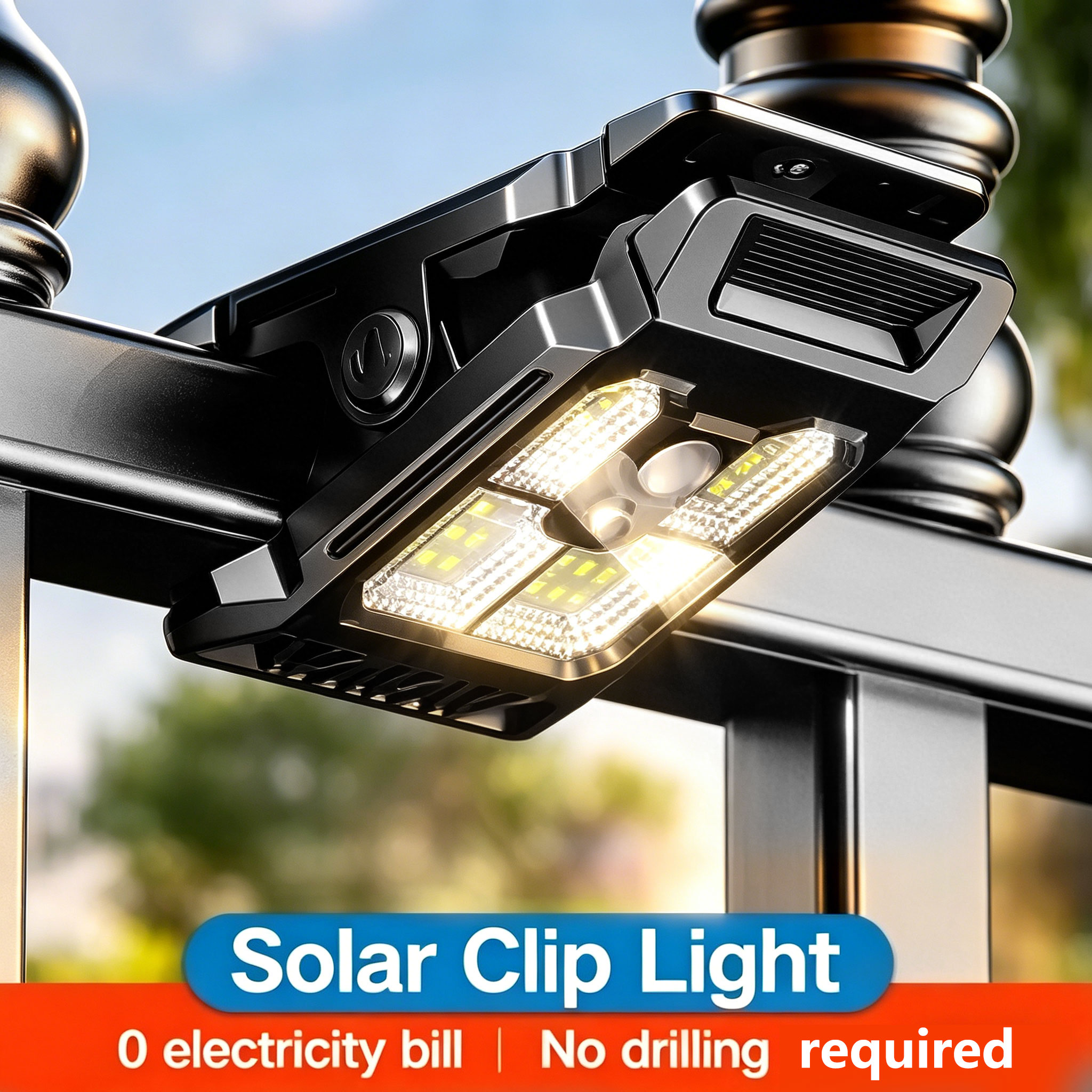 Mini Solar Clip Light PIR Motion Sensor Soft Warm Glow Easy Mounting for Porch Patio Corridor Garden Fence Outdoor