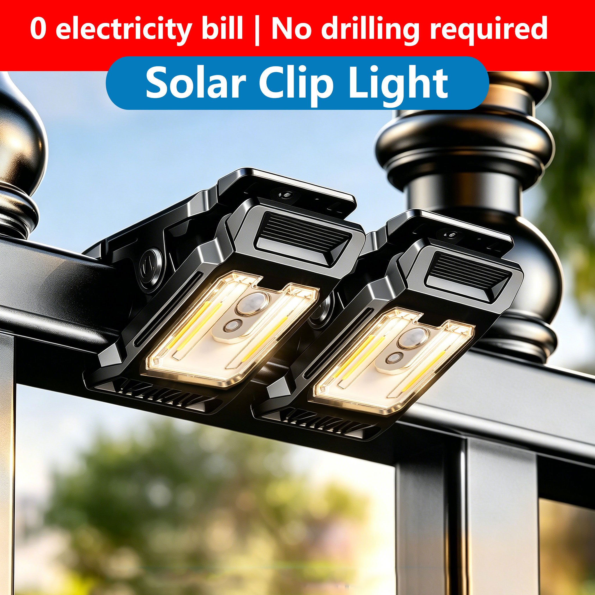 (Y225-A) Mini Solar Clip Light PIR Motion Sensor Soft Warm Glow Easy Mounting for Porch Patio Corridor Garden Fence Outdoor