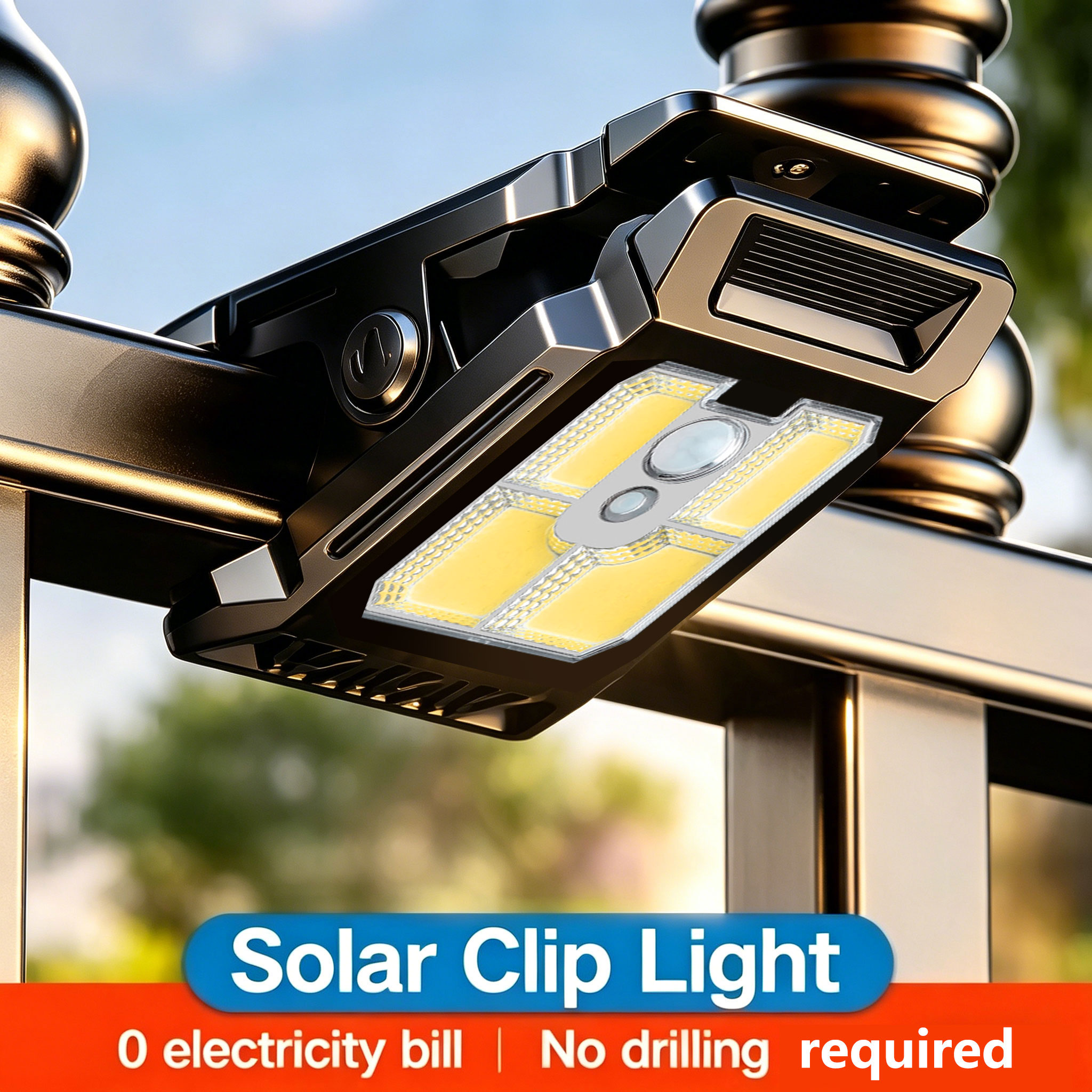(Y225-A) Mini Solar Clip Light PIR Motion Sensor Soft Warm Glow Easy Mounting for Porch Patio Corridor Garden Fence Outdoor